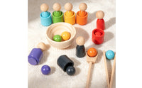 Color Sorting Toy Educational Color Sorting Set Brightly Colored Wooden Peg Doll Set for Young Children, Preschoolers, Homeschool