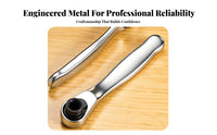 Curved Handle 1/4-Inch Ratchet Wrench Polished Finish Bi-directionalDirection Ratchet Wrench Compact
