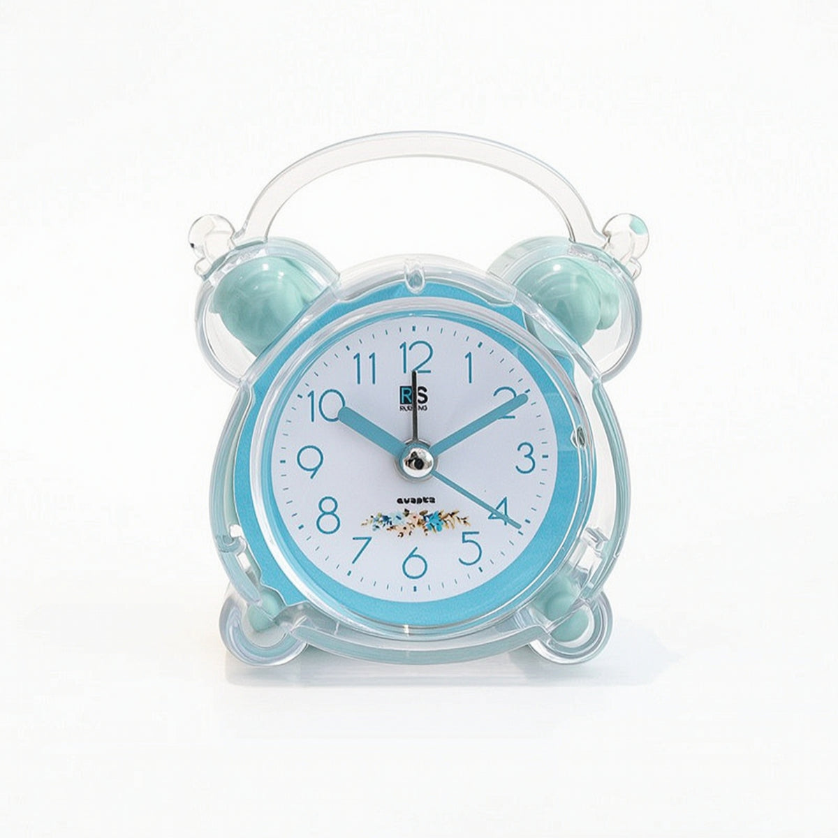 Transparent Analog Alarm Clock Compact Twin Bell Alarm Clock Quiet Bright for Bedside Table