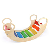 Wooden Rainbow Rocking Chair for Kindergarten Interactive Toy Multi-functional Indoor Sensory Training Balance Board Climbing Frame