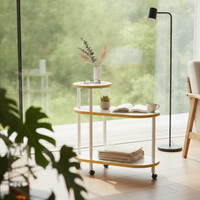 3-Tier Storage Cart Modern Side Table with Wheels Multifunctional for Apartment