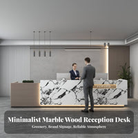 Modern Reception Desk Sturdy Construction Office Lobby Front Desk Wear-Resistant Commercial Checkout Counter for Receptionists, Medical Practice