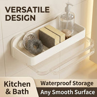 Bathroom Sink and Kitchen Organization Drain Rack for Home Cooks, Rectangular Over the Dish Drying with Wall Mount Suction
