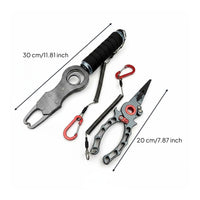 Multi-Functional Multifunction Fishing Pliers 360° Rotating Head Catch Lip Gripper with Scale Single-Hand Operation Lure Fishing Tool Combo EVA Foam Grip for Anglers, Fishermen