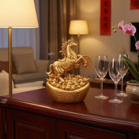 Rearing Horse Figurine Compact Size Medallion Horse Statue Feng Shui Home Decor Item for Cabinet