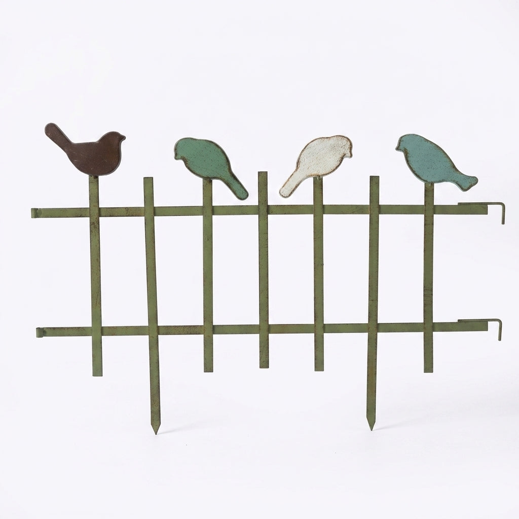Decorative metal garden fence with birds, 60x40 cm