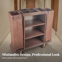 Multifunctional Hotel Cart Easy Mobility Housekeeping Cart Large Capacity Hotel Cleaning Trolley for Housekeepers, Janitors, Office Building, Hospital