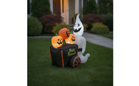 Ghost with Pumpkin Cart Lighted Ghost with Pumpkins in Cart Yard Decoration Waterproof Long-Lasting for Lawn, Garden