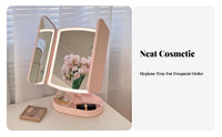 light-emitting diode Fill Light Lighted Makeup Mirror Portable Design Lighted Cosmetic Mirror Adjustable Angle glamour Accessory rotate Rotation for Women, Teen Girls, Students, Dorm Room, Dressing Table, Bedroom, Travel