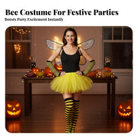 5 Pieces Bee Costume Set Cute Bumblebee Costume Lightweight Tulle Skirt and Wing Attachments Set for Adults, Women, Character Costume Events