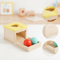 Motor Skills Object Permanence Box Developmental Object Permanence Box with Tray Cognitive Ball Drop Toy with Drawer Child-Friendly for Babies, Toddlers, Daycare