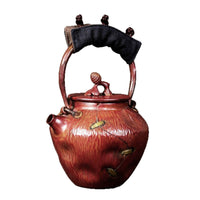 Copper Kettle with Lid Traditional Tea Kettle with Wrapped Handle Retro Vessel for Collectors, Tabletop Serving