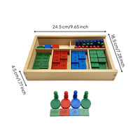 Wooden Math Toy with Tray Educational Hands-on Math Set Hands-on Counting Number Pieces for Young Children, Playroom