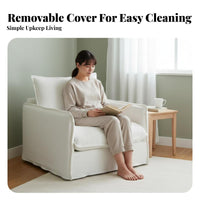 Removable Cover Boucle Accent Chair cleanable Single Sofa Retro Design Indoor Furnishing adaptable for Homeowners, Interior Decorators, Living Room, perusing alcove, Home Office, Reception Area