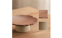 Pedestal Plate Decorative Serving Stand Raised Pedestal Stand with Wooden Top for Dessert Display