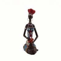 Stylized African Woman Figurine Textured African Woman Sculpture Traditional Resin Sculpture Elegant for Collectors, Home Decor