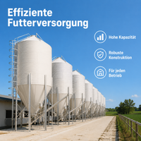 Galvanized Steel Silo for Poultry, Large Corrugated Sheet Feed Silo 20 Tons, Fully Automatic for Farm, Pigs, Sheep, Ducks