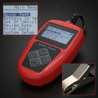 Handheld 12V Battery Tester with Alligator Clips Compact Battery Analyzer with Alligator Clips Digital Vehicle Tool for Mechanics