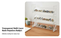 Tiered Design Acrylic Badge Display Stand Easy to Clean Transparent Pin Display Rack Long-Lasting for Shop Owners, Desktop, Bedroom