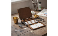 Tripod-Ready Travel Paint Box with Cups Portable Watercolor Box with Mixing Area Foldable Paint Palette with Lid Compact for Painters