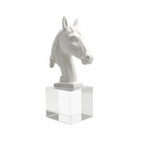 Horse Sculpture with Cubic Pedestal Base Elegant Horse Heads Sculpture Creative for Art Collectors, Living Room