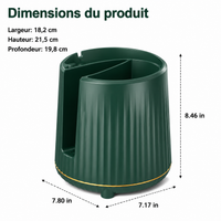 360° Rotating Kitchen Utensil Pot, Synthetic Utensil Holder 21.5x14 cm, Spice Storage for Amateur Cooks, Non-Slip Base