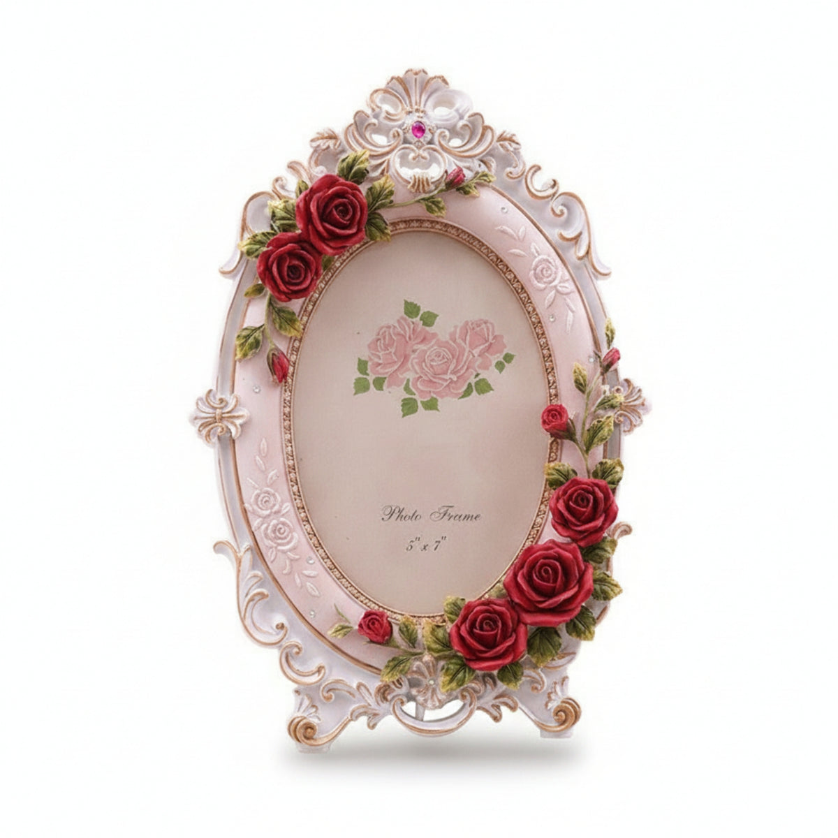 Frame with Rose Embellishments Decorative Picture Frame with Stand Standing