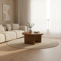 2 Pieces Round Nesting Coffee Tables Thick Surface Modern White Side Tables Living Room Furniture for Home