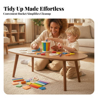Educational Wooden Bucket Toy Fine Motor Skills Child Activity Removable Pieces Color and Shape Sorter