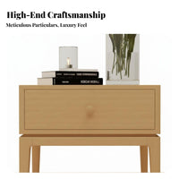 Minimalist Design Single-Drawer Cabinet with Open Shelf Modern design Nightstand Wabi-Sabi Aesthetic Bedside Table effortless Gliding Drawers for Interior Designers, Homeowners, Students, Apartment, Home Office