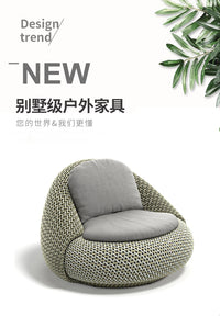户外藤编沙发组合室外露天防水防晒别墅家用阳台休闲花园藤椅家具 脚踏（单色）