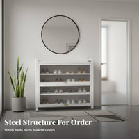 Steel Footwear Storage Unit Dust-Resistant Multi-Tier Shoe Rack with Doors Dust Resistant Design Freestanding Entryway Cabinet for Families, Foyer