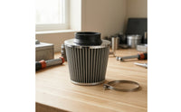 Universal Cone Head Air Filter Pleated Cone Head Filter Black Silver Tone for Diy Mechanics