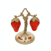 Vintage-Style Strawberry Condiment Set Antique-Look Condiment Stand with Bottles Textured Glass Tableware for Dining Table