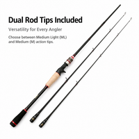 Fishing Rod and Reel Combo, Carbon Fiber Spinning Rod with Double Tip, 110cm Collapsed Length for River Fishing