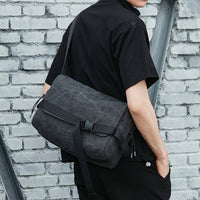 Notebook Bag and Travel Bag for Men and Women, Anti-Theft Crossbody Bag with Shoulder Strap, Plain Pattern with Sewing Line Details, No Lining
