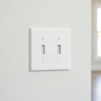 Double Toggle Switch Polycarbonate Thermoplastic Light Control Switch with Faceplate Two-Gang Wall Plate 20A Smooth Finish