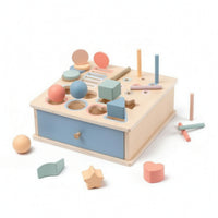 Pastel Shape Sorter with Drawer Educational Wooden Sorting Box Learning Child-Centered Object Permanence Box Sensory for Preschool