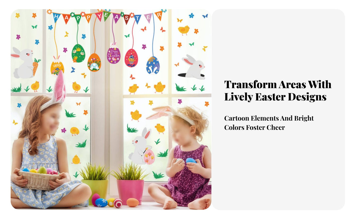 Bunny Chick Window Clings Self Easter Egg Wall Cling Waterproof Easter Wall Ers for Parents, Party Planners, Panes, Walls, Glass Doors