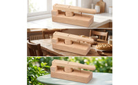 Deepened Wooden Pastry Press with Handle Versatile Pastry Pressing Mold Handheld Pastry Press with Mold Heavy-Duty for Bakers, Home Cooks, Baking, Snack Making, Kitchen