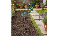 Waterproof Solar Peacock Wind Twirler Weather Resistant Peacock Garden Stake Lamp Decorative LED Solar Yard Twirler Light Easy to Install for Lawn