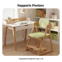 Ergonomic Design Wooden Adaptable Growth Chair Multi-Functional Adjustable Seat Multifunctional children's Furniture Long-Lasting for Students, Toddlers, Dining Room, Bedroom, Kitchen, Playroom