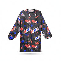 Salon Smock with Zipper Long-Sleeve Barber Smock Hairdresser Jacket with Pockets Long-Lasting Apparel Soft for Hairdressers