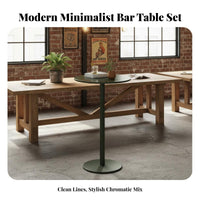 Industrial Design Slatted High-Back Bar Set Modern Design 3-Piece High Top Dining Set With Backrest Outdoor Furniture Sturdy Construction for Cafe Owners, Homeowners, Couples, Balcony, Garden, Porch, Poolside