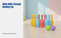 Kids Indoor Bowling Set, Plastic Pins and Balls, Educational Number Game, Cartoon Design, Parent-Child Interaction, Gift Box
