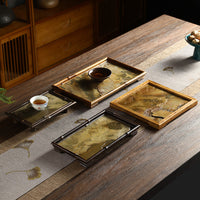 Bamboo Tea Tray with Stone Surface