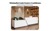 Modern Reception Desk Wide Desktop Glossy Finish Front Counter Stable Structure Minimalist Information Desk for Business Owners, Company Entrance