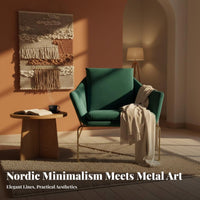 Nordic design aesthetic Upholstered Open-Frame Armchair Removable and cleanable Cover Single-Seater with Metal Frame Light Luxury Aesthetic Accent Chair Minimalist Design for Interior Designers, Business Owners, Living Room, detachice, Study, Bedroom