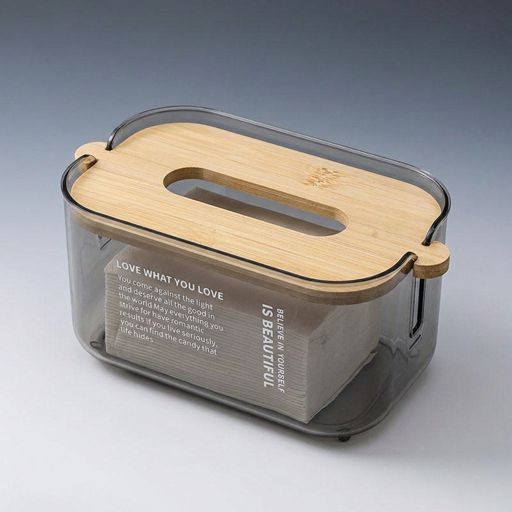 Bathroom Accessories for Wet Wipes and Storage Box for Office Desk, Modern Minimalist Tissue Box with Wood Lid, Paper Towel Holder, Car Use