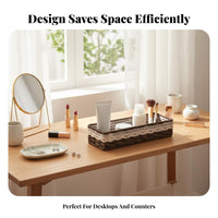Narrow Woven container with Liner multipurpose Household Storage for Makeup Users